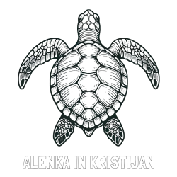 Online izdelana pobarvanka - Pobarvanka imena ALENKA IN KRISTIJAN in enostavna pobarvanka želve