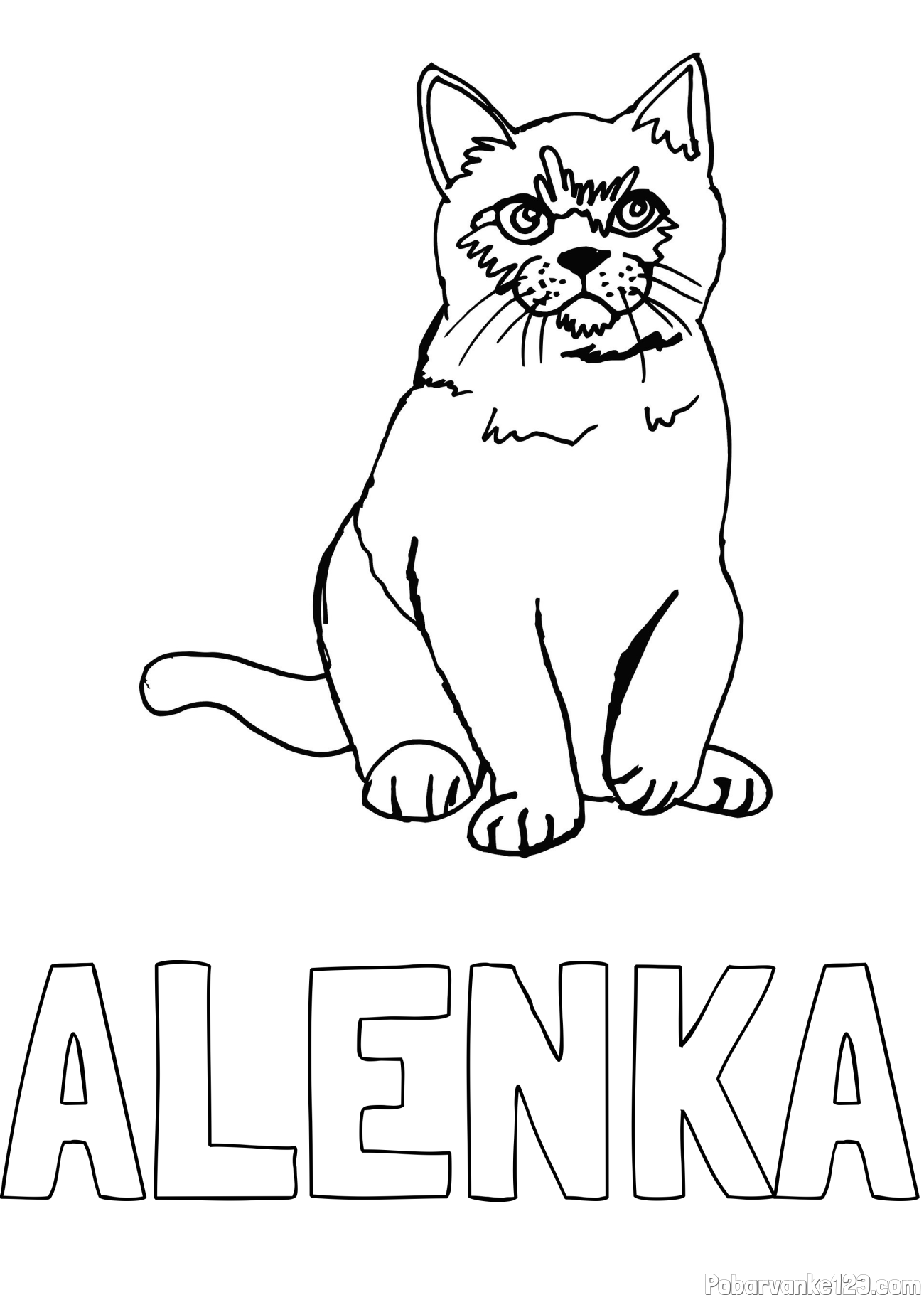 Pobarvanka imena ALENKA in pobarvanka lepe mucke