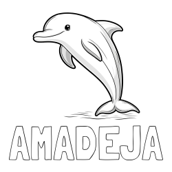 Online izdelana pobarvanka - Pobarvanka imena AMADEJA in pobarvanka delfina