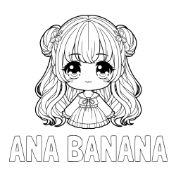 Online izdelana pobarvanka - Pobarvanka imena ANA BANANA in pobarvanka prikupne punčke v anime slogu