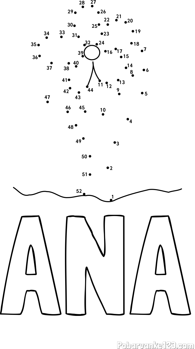 Pobarvanka imena ANA in Črtna pobarvanka cvetlice