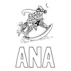 Online izdelana pobarvanka - Pobarvanka imena ANA in pobarvanka konjička z otroki