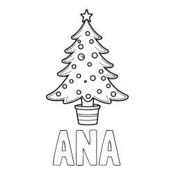 Online izdelana pobarvanka - Pobarvanka imena ANA in pobarvanka lepe božične smrečice
