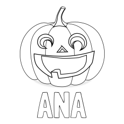 Online izdelana pobarvanka - Pobarvanka imena ANA in pobarvanka nasmejane buče za noč čarovnic