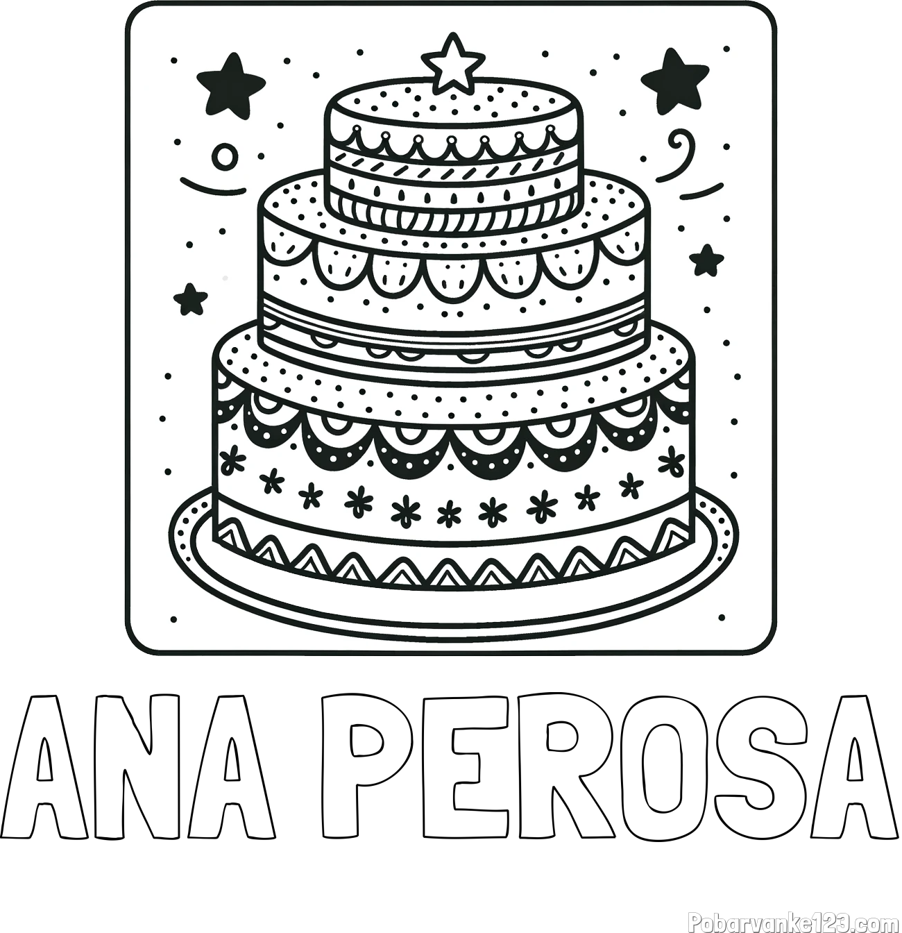 Pobarvanka imena ANA PEROŠA in pobarvanka slastne torte