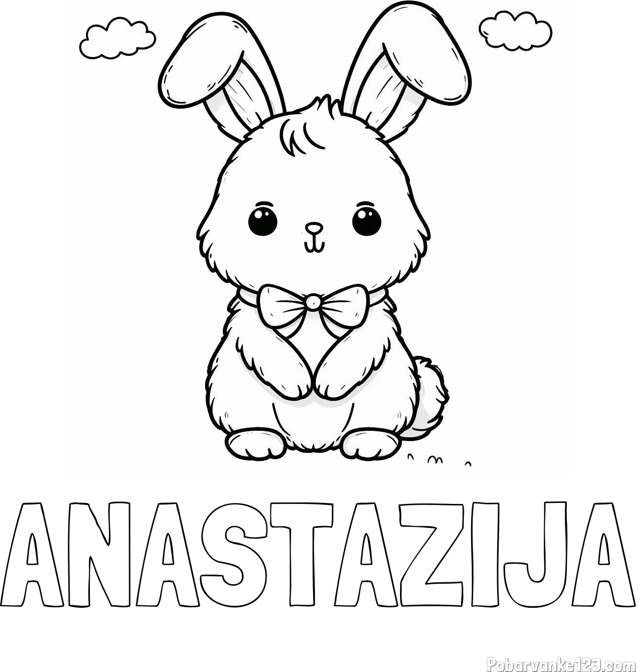 Pobarvanka imena ANASTAZIJA in pobarvanka prikupnega zajčka