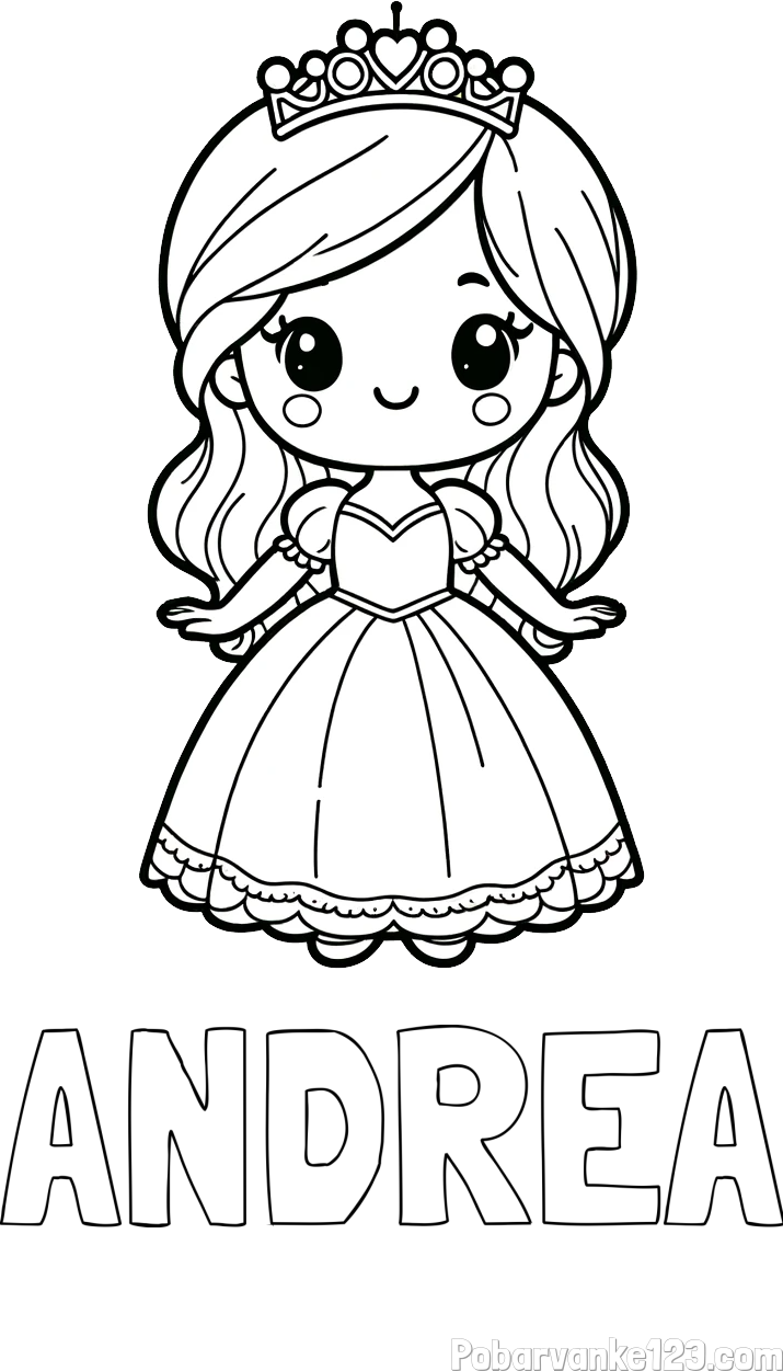 Pobarvanka imena ANDREA in pobarvanka ljubke princeske