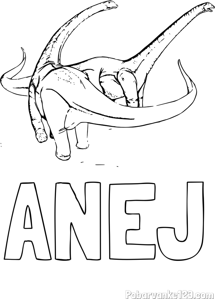 Pobarvanka imena ANEJ in pobarvanka dinozavra Alamosaurus