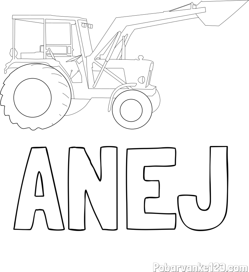 Pobarvanka imena ANEJ in traktor 2