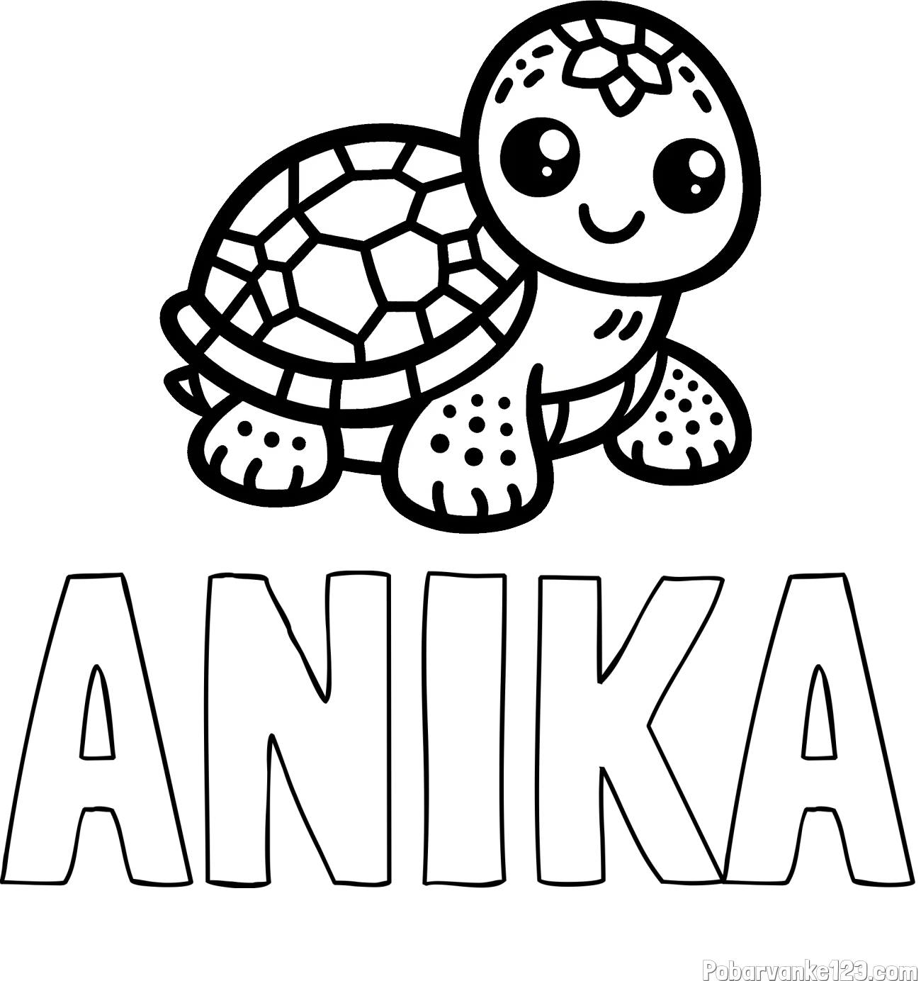 Pobarvanka imena ANIKA in otroška pobarvanka želve