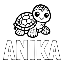 Pobarvanka imena ANIKA in otroška pobarvanka želve