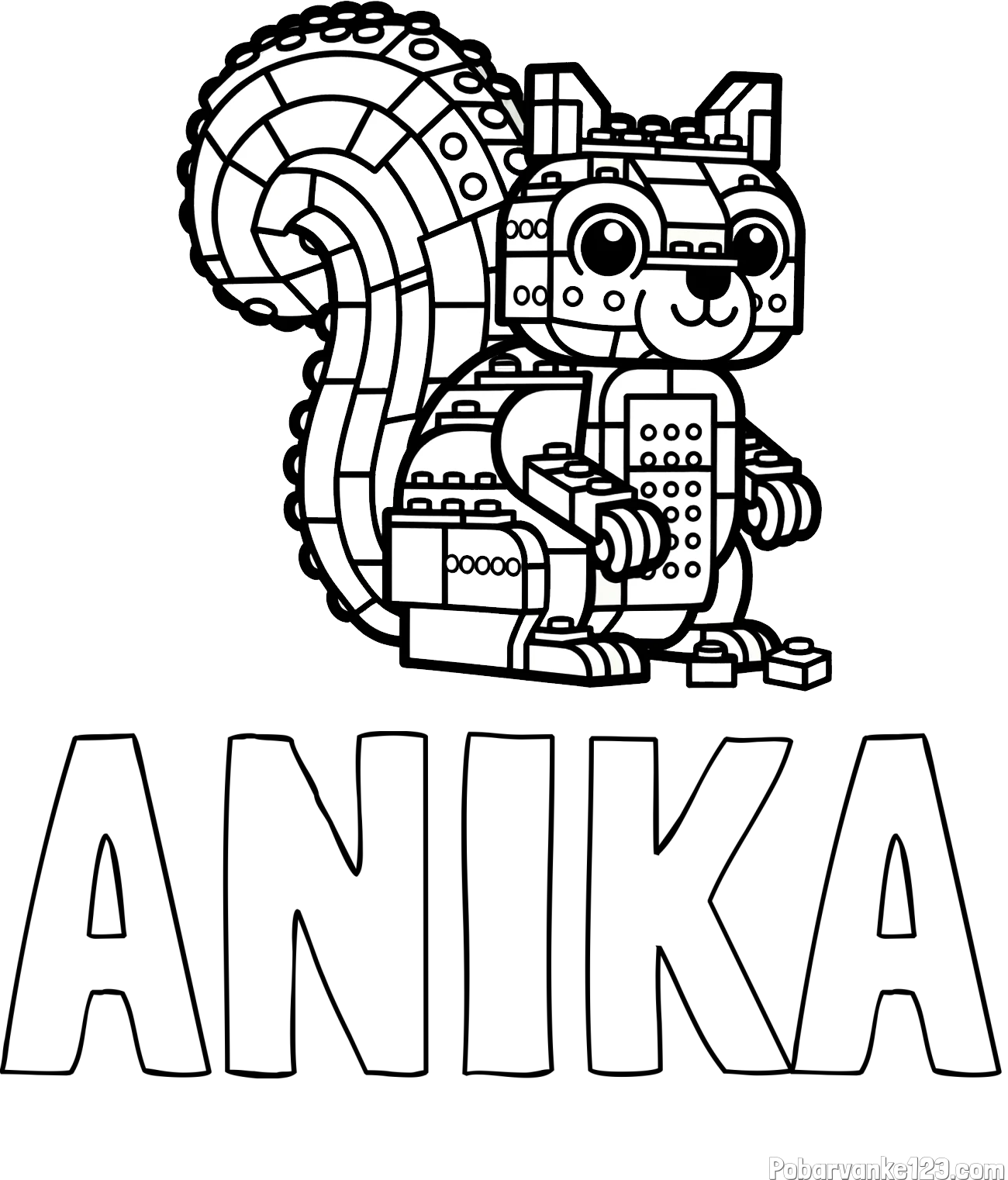Pobarvanka imena ANIKA in pobarvanka LEGO veverice