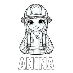 Online izdelana pobarvanka - Pobarvanka imena ANINA in pobarvanka ljubke gasilke