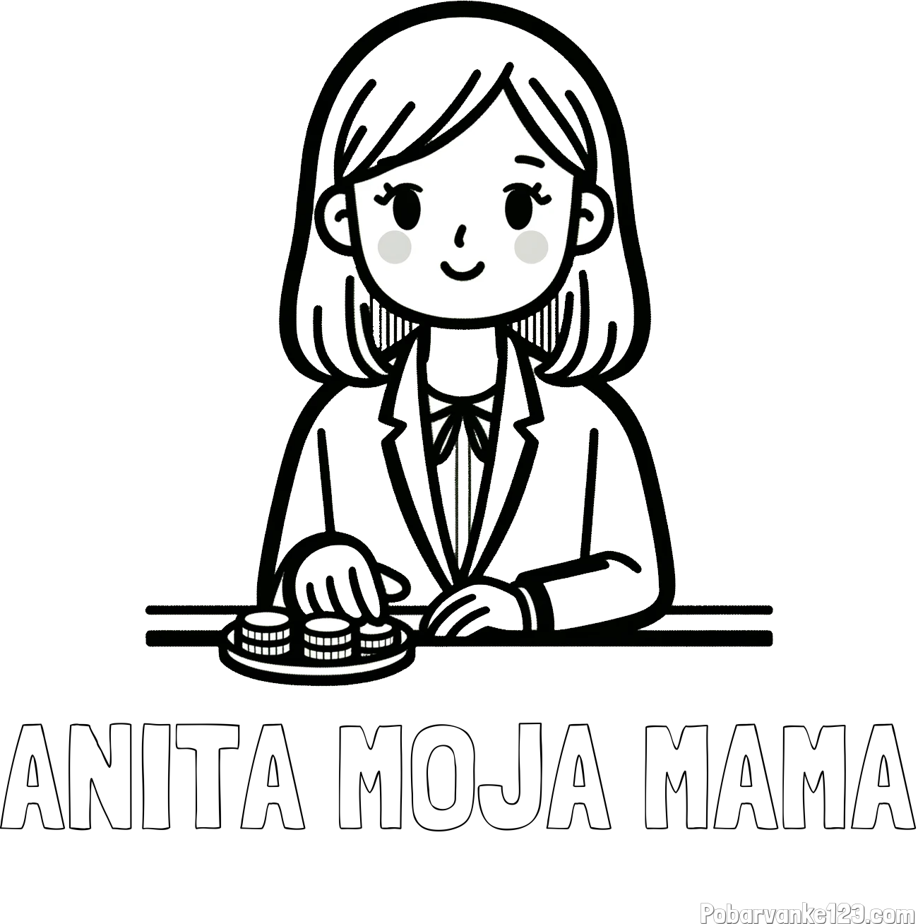 Pobarvanka imena ANITA MOJA MAMA in pobarvanka bančne uslužbenke