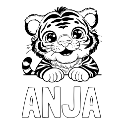 Online izdelana pobarvanka - Pobarvanka imena ANJA in pobarvanka tigrček
