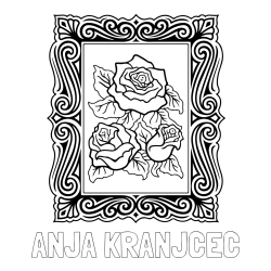 Online izdelana pobarvanka - Pobarvanka imena ANJA KRANJČEC in pobarvanka  uokvirjene slike vrtnic