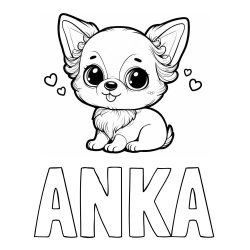 Online izdelana pobarvanka - Pobarvanka imena ANKA in pobarvanka čivave