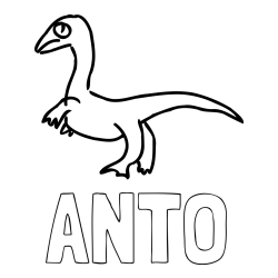 Online izdelana pobarvanka - Pobarvanka imena ANTO in pobarvanka žalostnega dinozavra