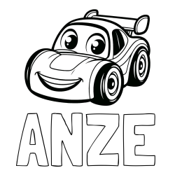 Online izdelana pobarvanka - Pobarvanka imena ANŽE in pobarvanka otroškega avtomobila