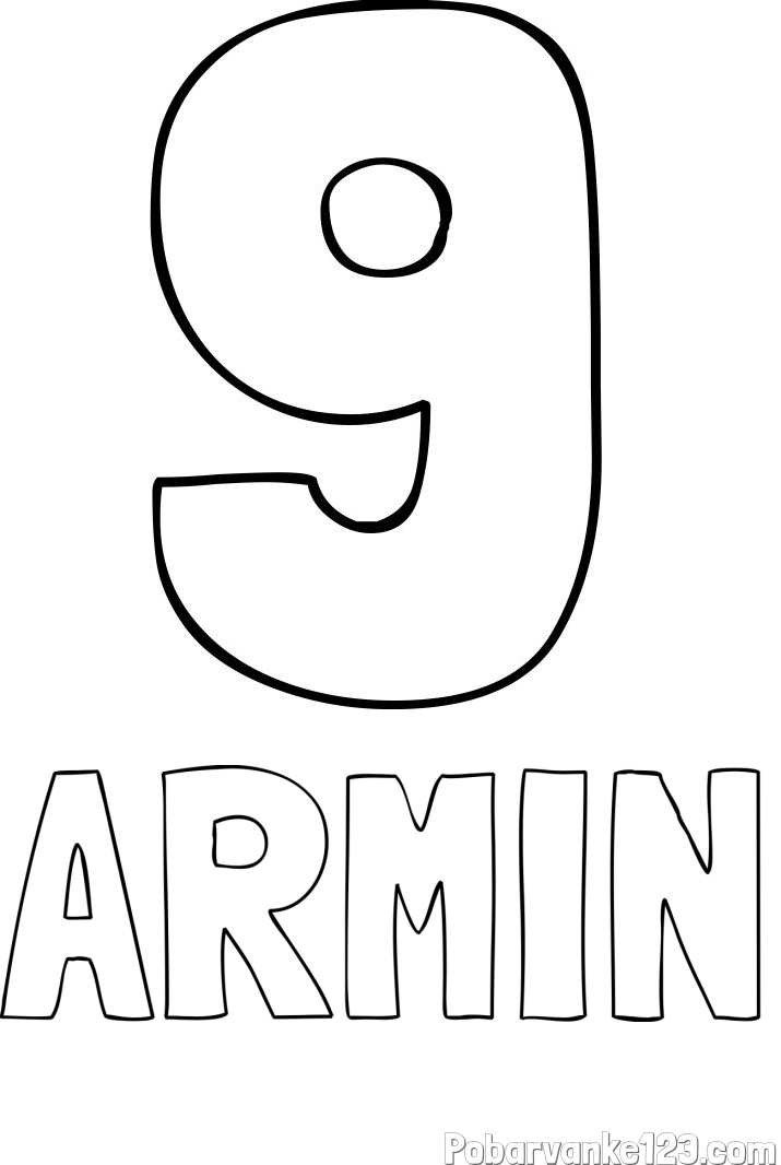 Pobarvanka imena ARMIN in pobarvanka številke devet (9)