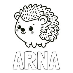 Online izdelana pobarvanka - Pobarvanka imena ARNA in pobarvanka ljubkega ježka
