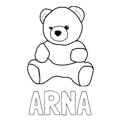 Online izdelana pobarvanka - Pobarvanka imena ARNA in pobarvanka medvedka