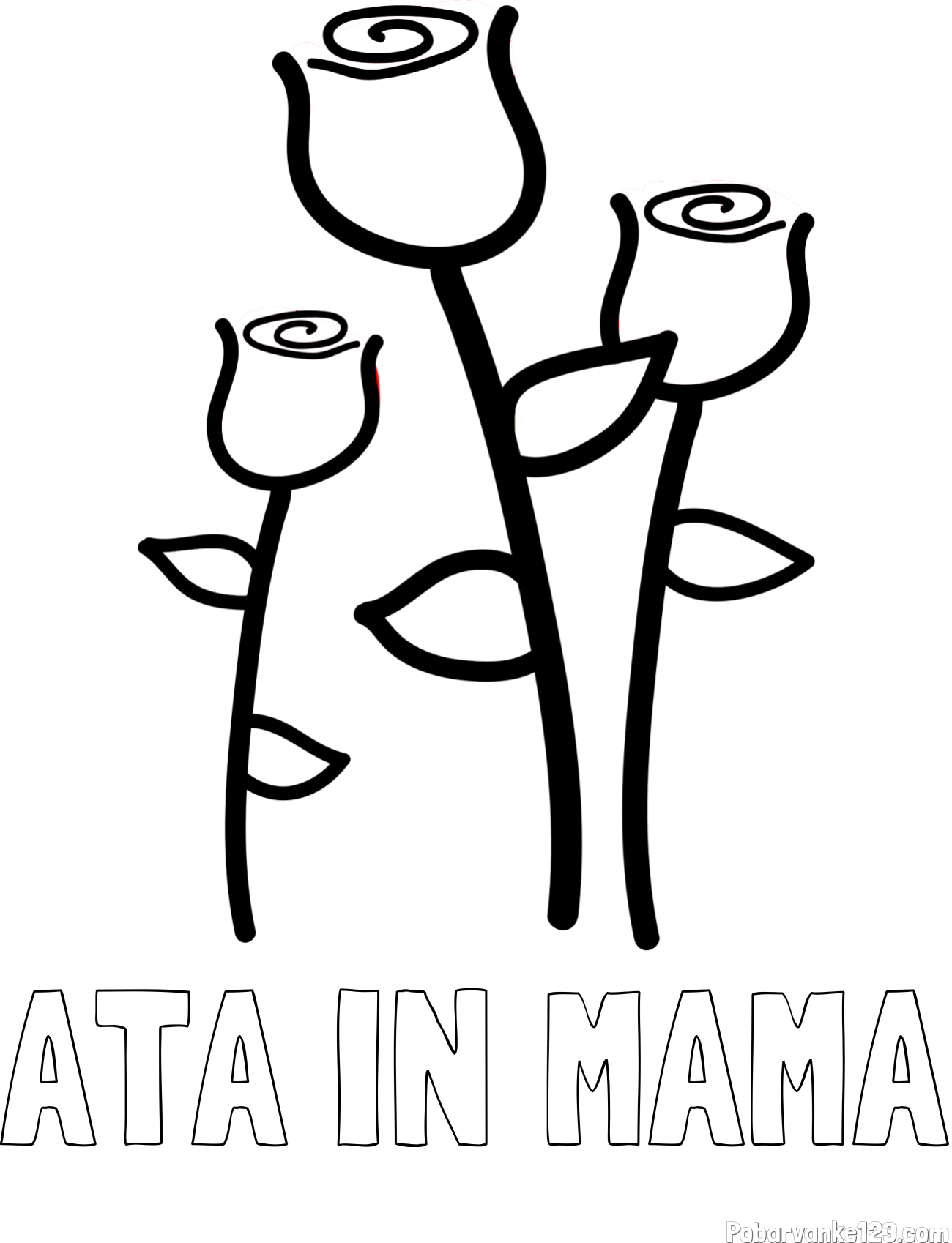 Pobarvanka imena ATA IN MAMA in pobarvanka treh vrtnic