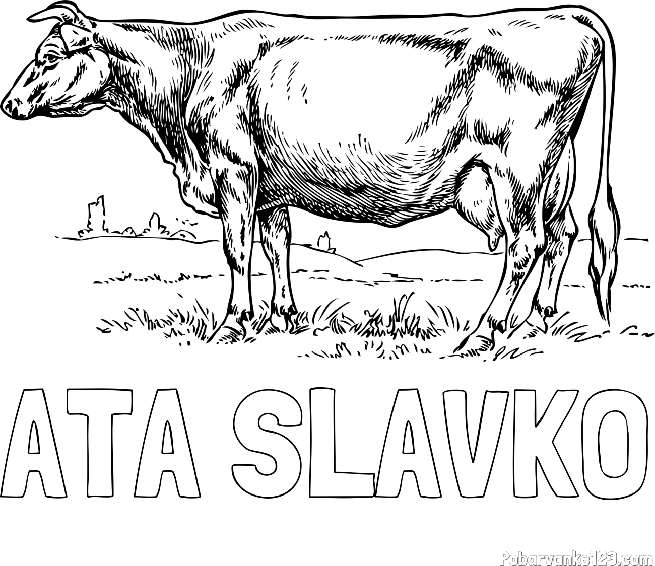 Pobarvanka imena ATA SLAVKO in pobarvanka krave na paši