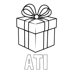 Online izdelana pobarvanka - Pobarvanka imena ATI in pobarvanka preprostega darila