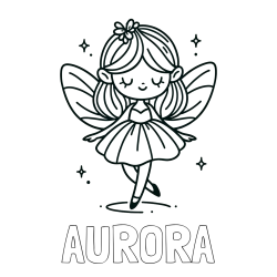 Online izdelana pobarvanka - Pobarvanka imena AURORA in enostavna pobarvanka čarobne vile