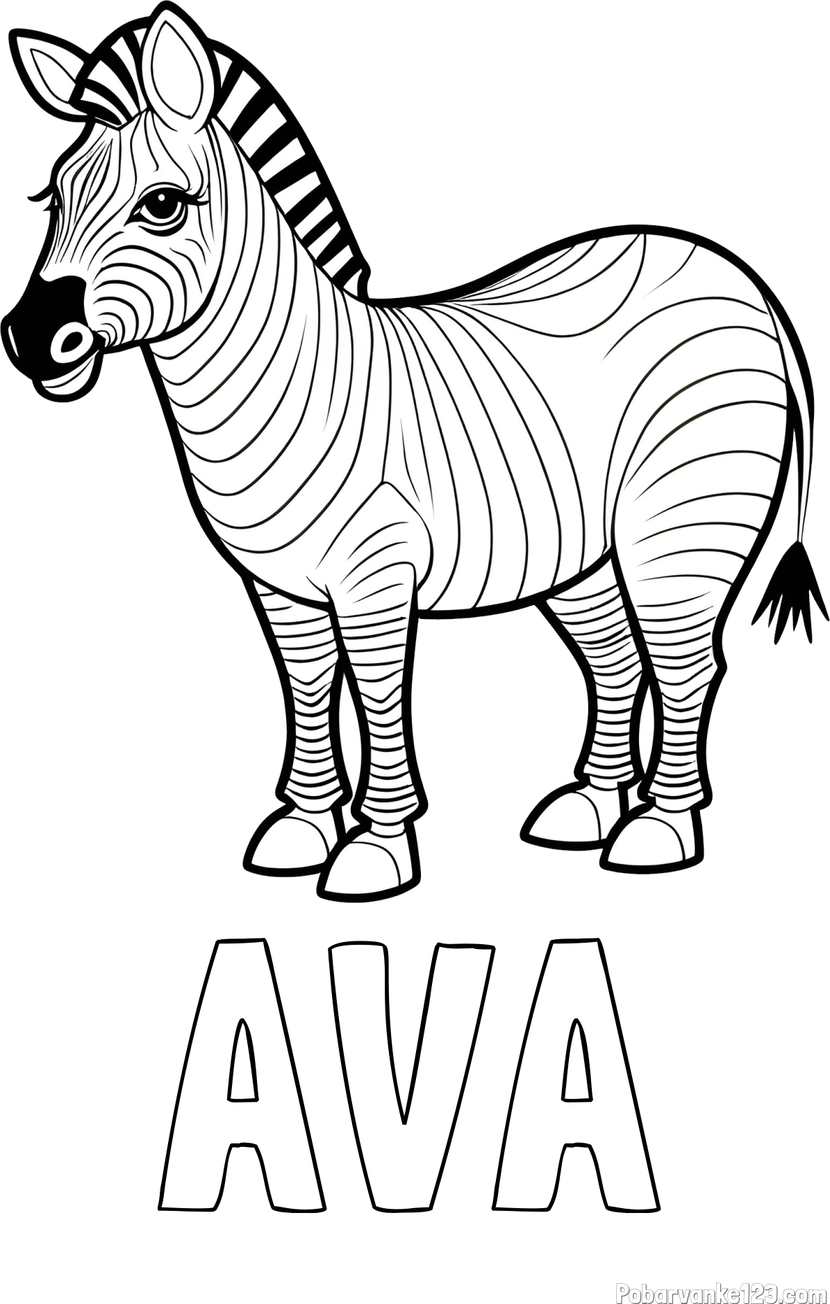 Pobarvanka imena AVA in pobarvanka ljubke zebre