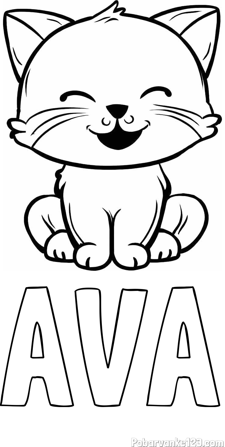 Pobarvanka imena AVA in pobarvanka prikupne mačke