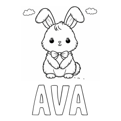 Online izdelana pobarvanka - Pobarvanka imena AVA in pobarvanka prikupnega zajčka