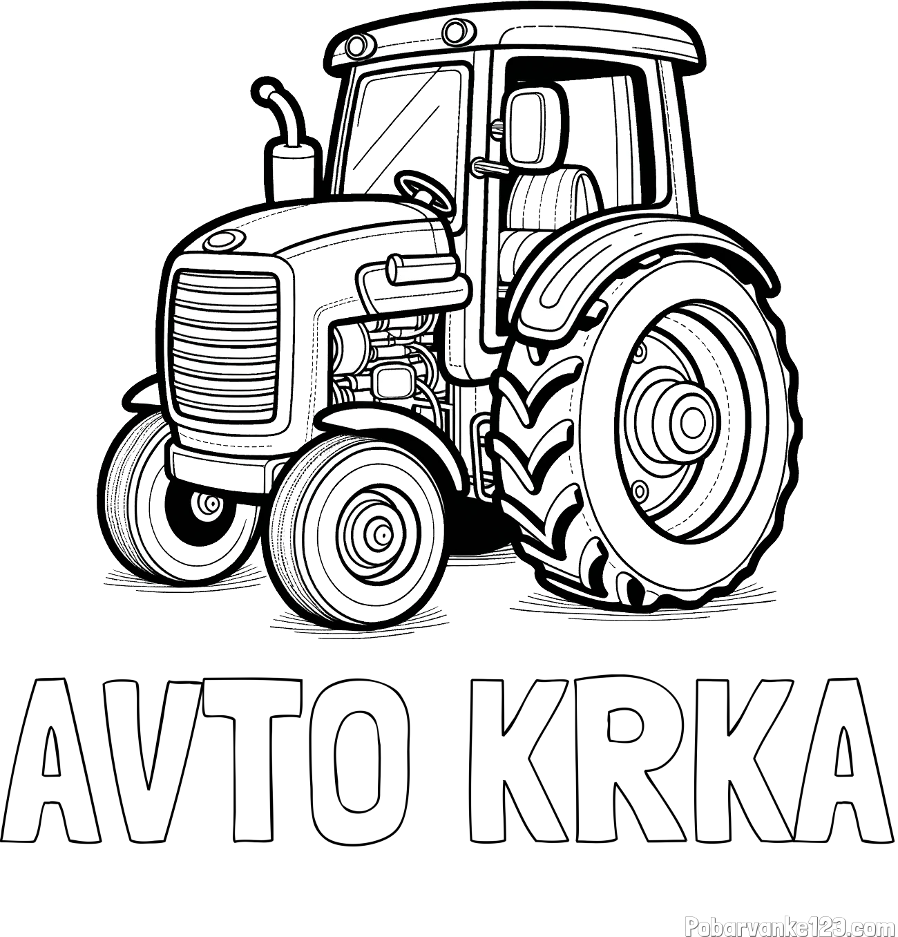 Pobarvanka imena AVTO KRKA in pobarvanka starega, a lepega traktorja