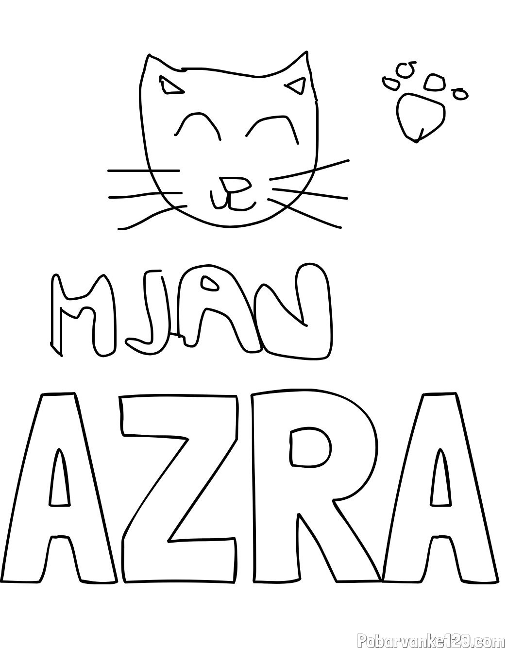 Pobarvanka imena AZRA in mucica