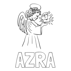 Pobarvanka imena AZRA in pobarvanka angela z zvezdo