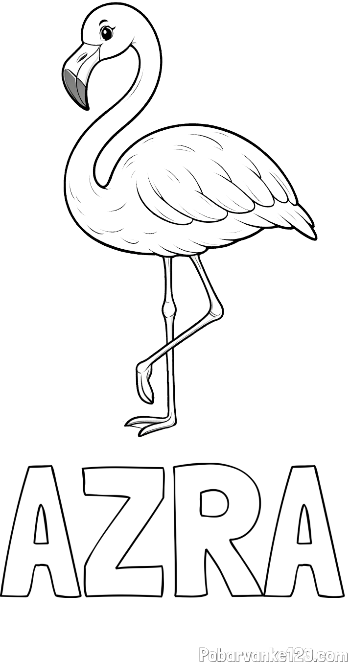 Pobarvanka imena AZRA in pobarvanka flaminga