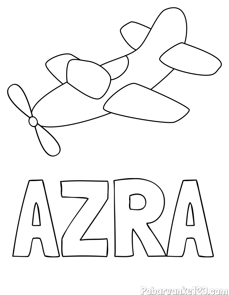 Pobarvanka imena AZRA in pobarvanka letala s propelerjem