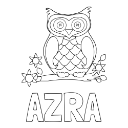 Pobarvanka imena AZRA in pobarvanka sove