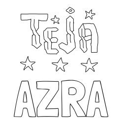 Online izdelana pobarvanka - Pobarvanka imena AZRA in teja*