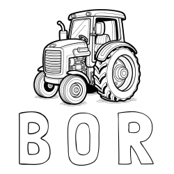 Online izdelana pobarvanka - Pobarvanka imena B O R in pobarvanka starega, a lepega traktorja