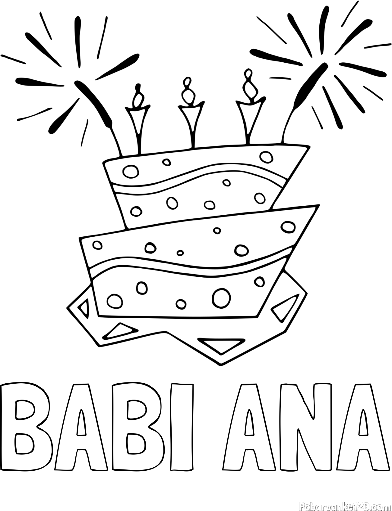 Pobarvanka imena BABI ANA in pobarvanka rojstnodnevne torte