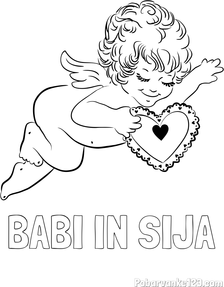 Pobarvanka imena BABI IN SIJA in pobarvanka angela s srčkom