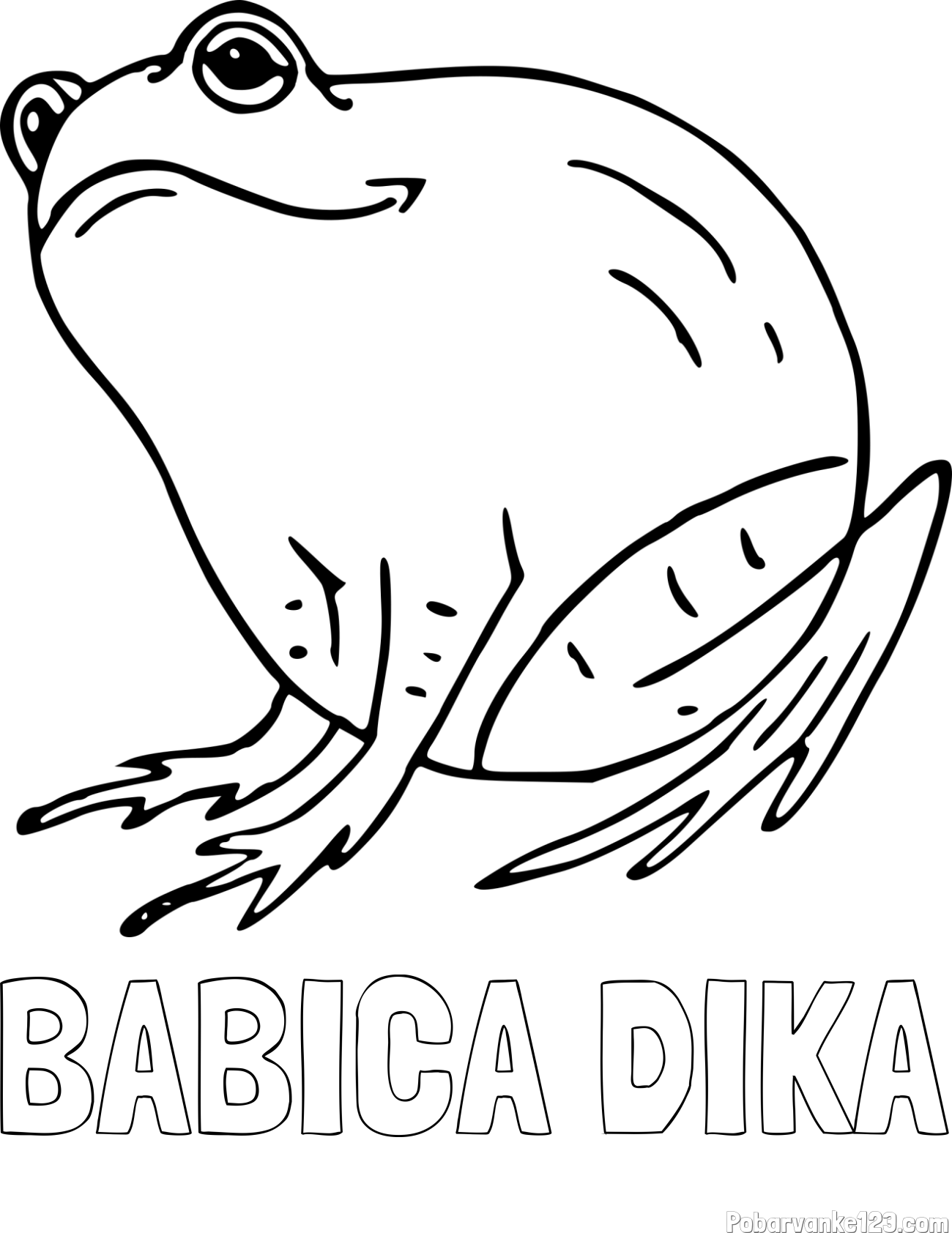 Pobarvanka imena BABICA DIKA in pobarvanka debele žabe