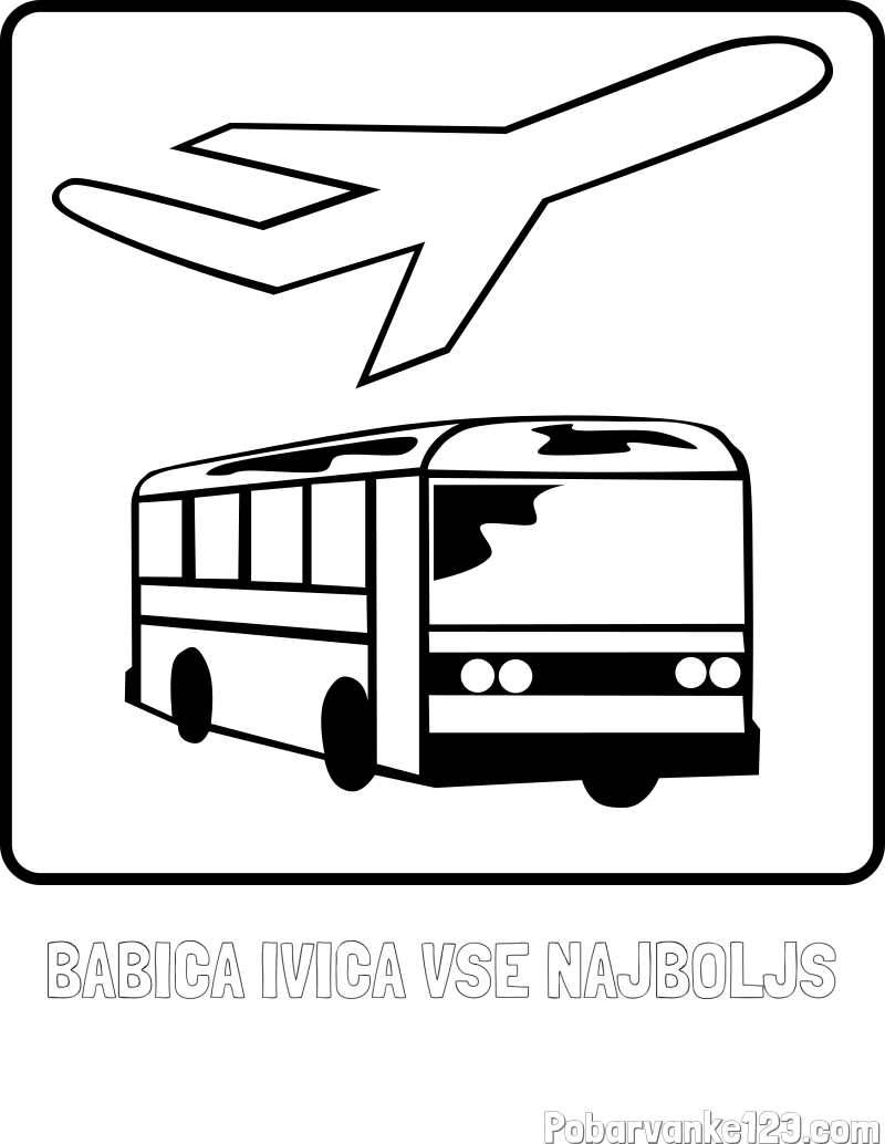 Pobarvanka imena BABICA IVICA VSE NAJBOLJŠ in avtobus in letalo