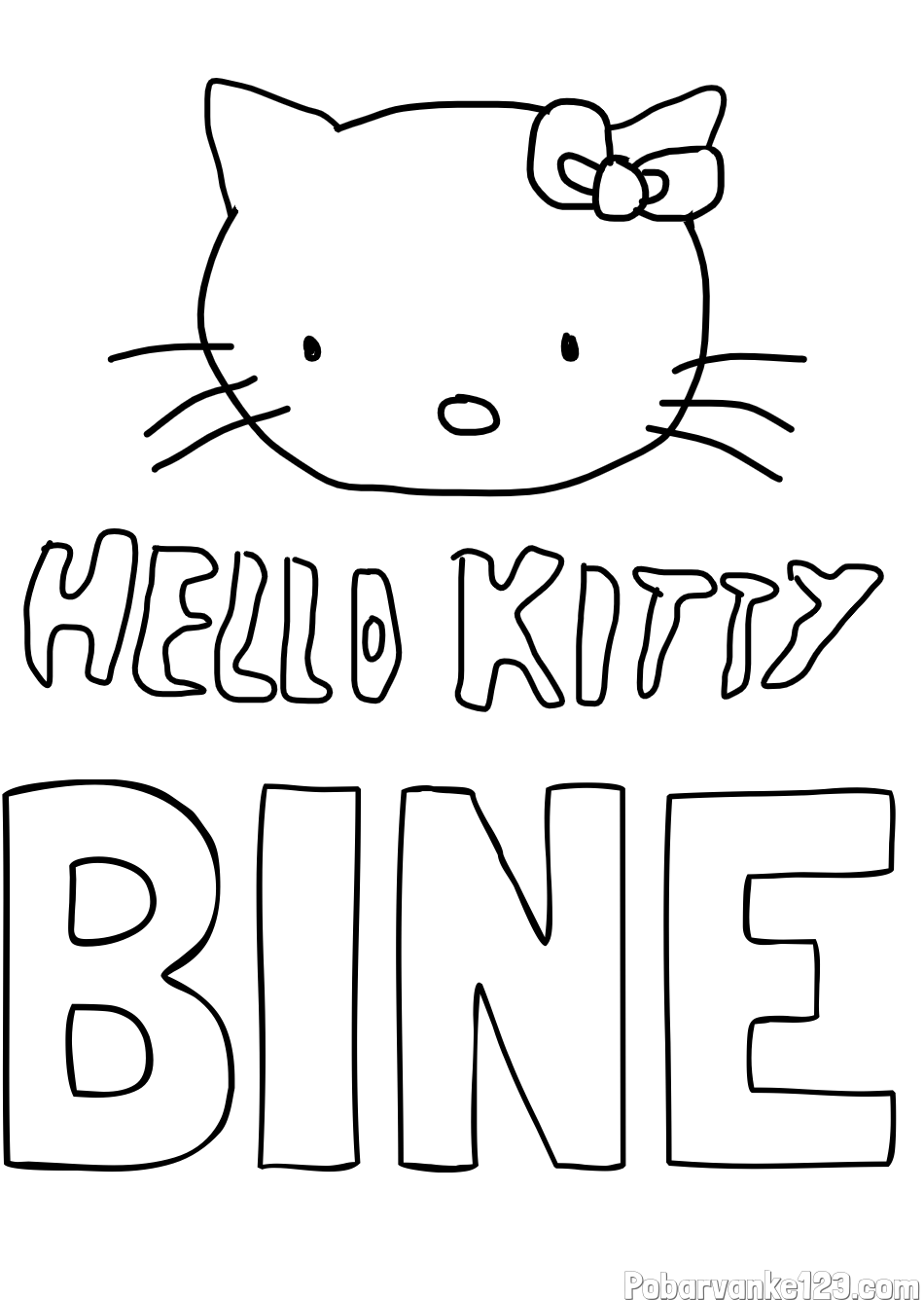 Pobarvanka imena BINE in pobarvanka ljubke mucke Hello Kitty