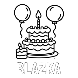 Pobarvanka imena BLAŽKA in pobarvanka velike rojstnodnevne torte