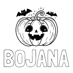 Online izdelana pobarvanka - Pobarvanka imena BOJANA in pobarvanka nasmejane buče ter dveh netopirjev za noč čarovnic