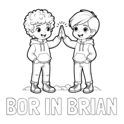 Online izdelana pobarvanka - Pobarvanka imena BOR IN BRIAN in pobarvanka prijatlejev