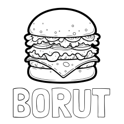Online izdelana pobarvanka - Pobarvanka imena BORUT in pobarvanka hamburger